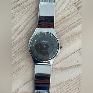 Infinity Ladies Watch Black Dial Stainless Mesh Adjustable Bracelet